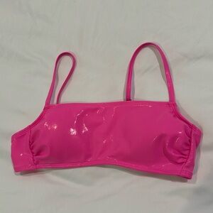 Shiny pink swim top